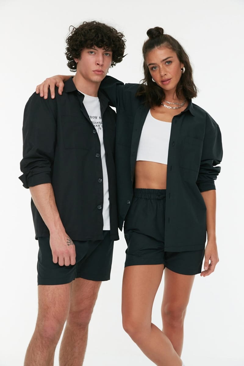 Black Double Pocket Relaxed Fit Men's Shirt - Long Sleeves Shirts 18