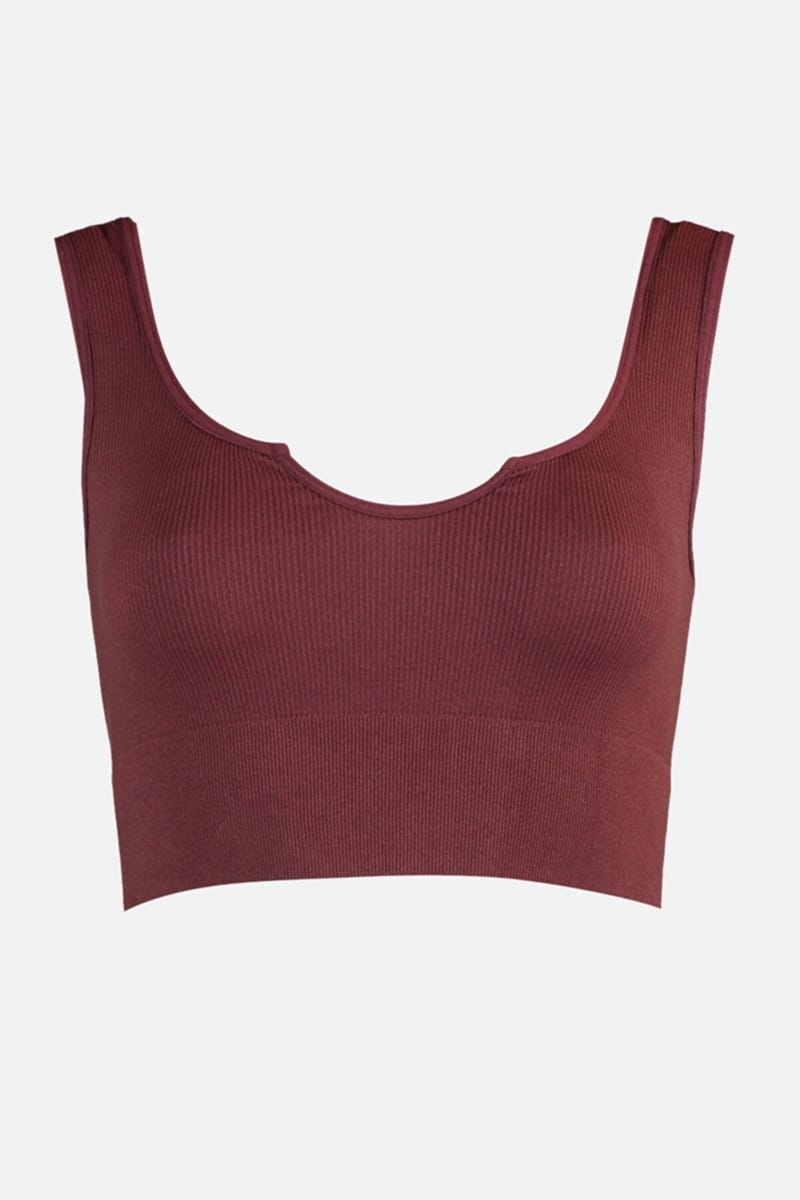 Brown Scoop Neck Knitted Sports Women's Bra - Sports Bra 19