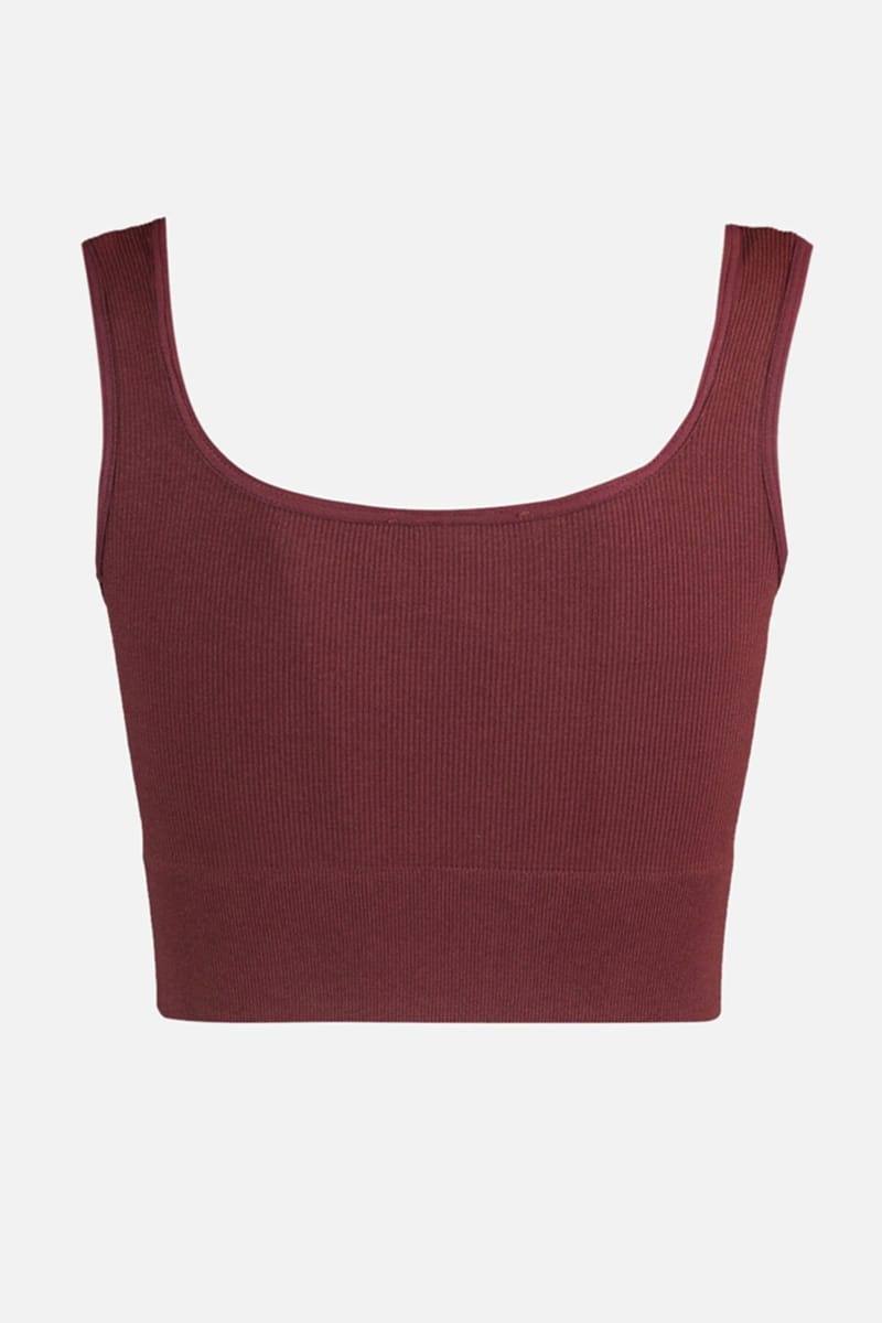 Brown Scoop Neck Knitted Sports Women's Bra - Sports Bra 20