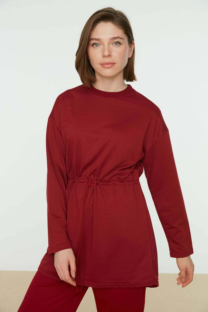Red Crew Neck Tunic And Straight Pants Women's Set Trendyol - Women's Co-ord Sets 2