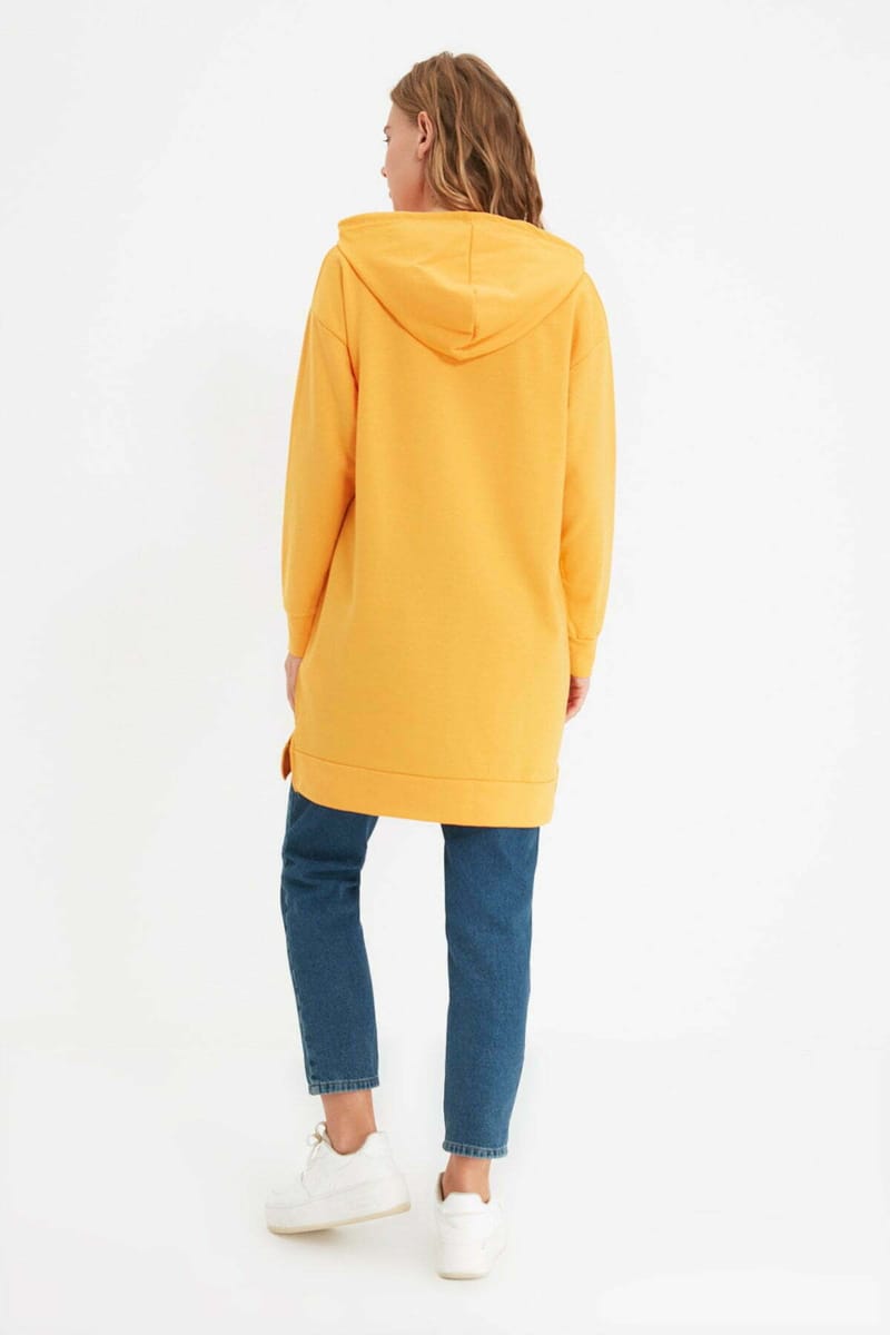 Yellow Tunic Knitted Women's Hoodie - Hoodies 3