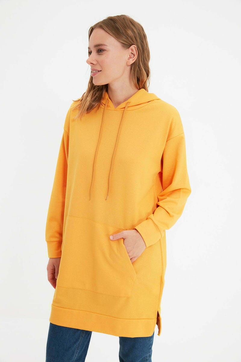 Yellow Tunic Knitted Women's Hoodie - Hoodies 7