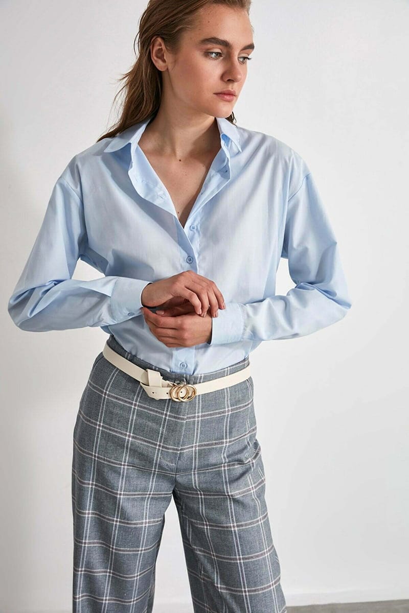 Button Down Three-Quarter Sleeves Women's Shirt - Shirts & Blouses 106