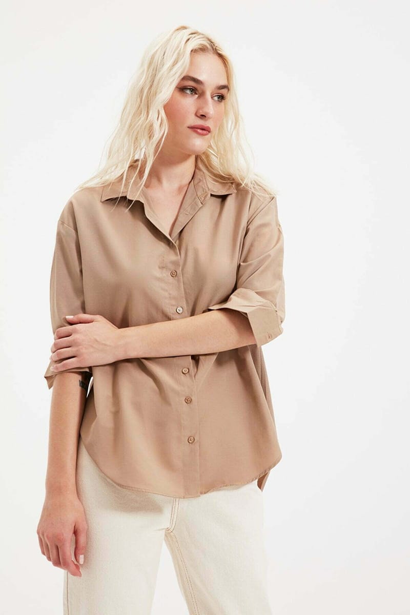Button Down Three-Quarter Sleeves Women's Shirt - Shirts & Blouses 133