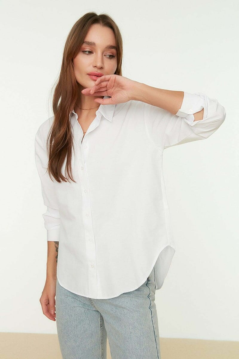 Button Down Three-Quarter Sleeves Women's Shirt - Shirts & Blouses 42