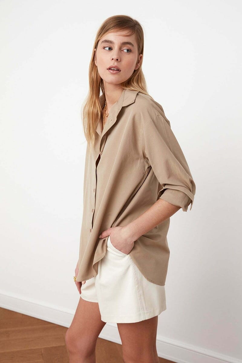 Button Down Three-Quarter Sleeves Women's Shirt - Shirts & Blouses 140