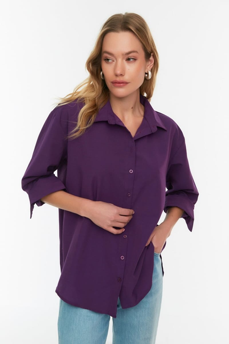 Button Down Three-Quarter Sleeves Women's Shirt - Shirts & Blouses 64