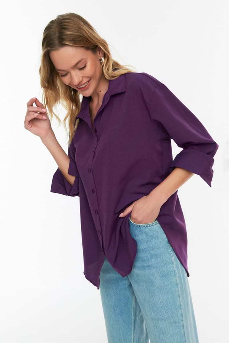Button Down Three-Quarter Sleeves Women's Shirt - Shirts & Blouses 65