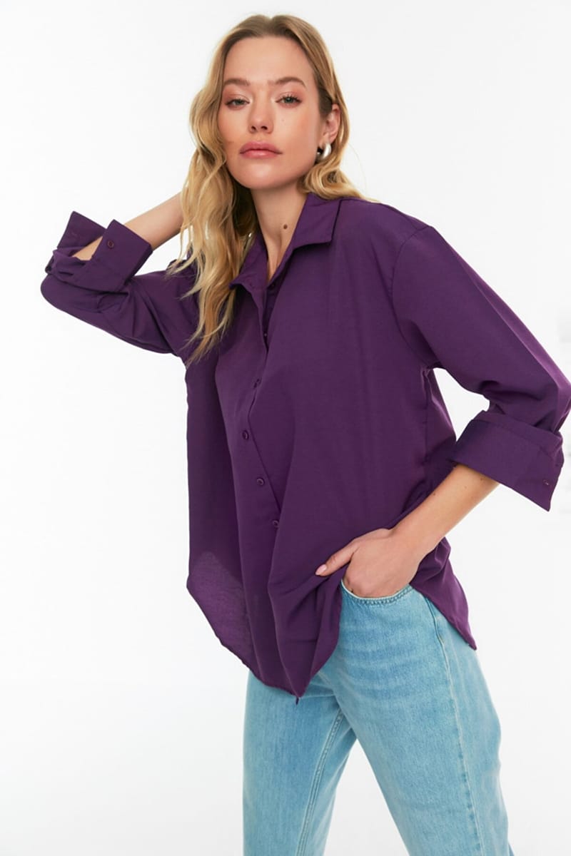 Button Down Three-Quarter Sleeves Women's Shirt - Shirts & Blouses 66