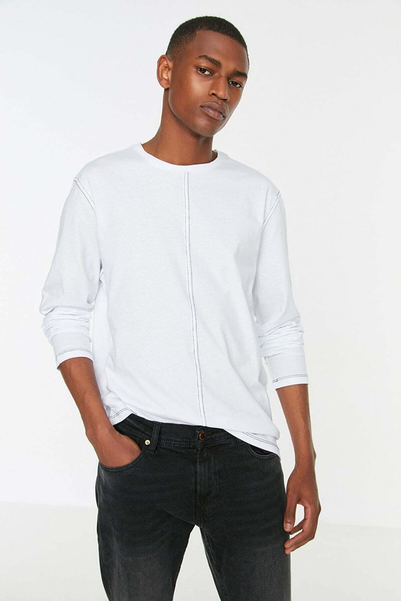 Seam Detail Crew Neck T-Shirt - Long Sleeve T-Shirt 2