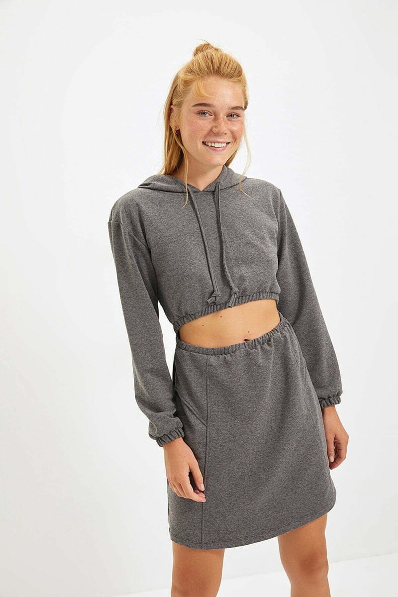 Cut Out Detail Hooded Dress