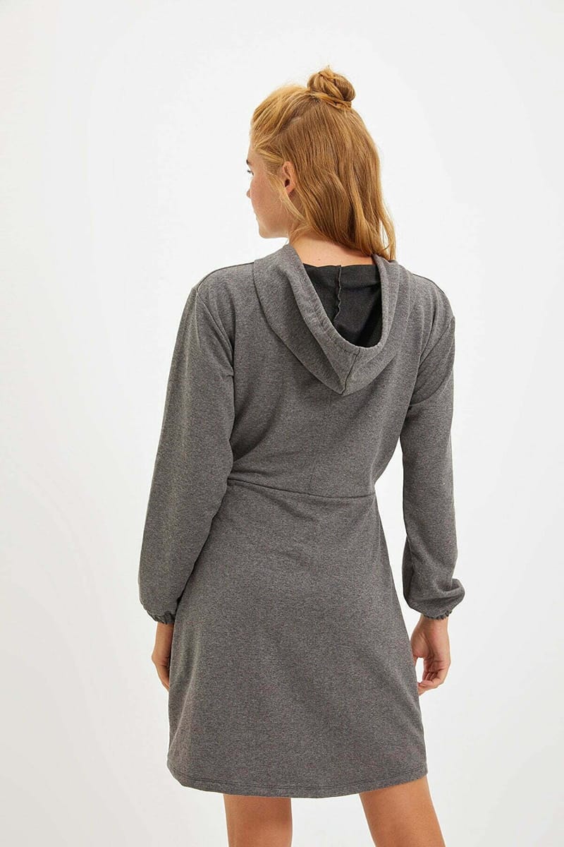 Cut Out Detail Hooded Dress
