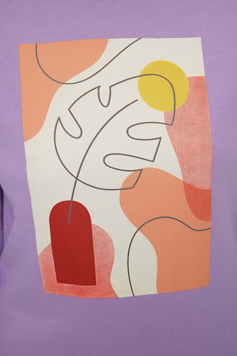 Purple Front Print Crew Neck Graphic Women's Sweatshirt - Sweatshirts 2