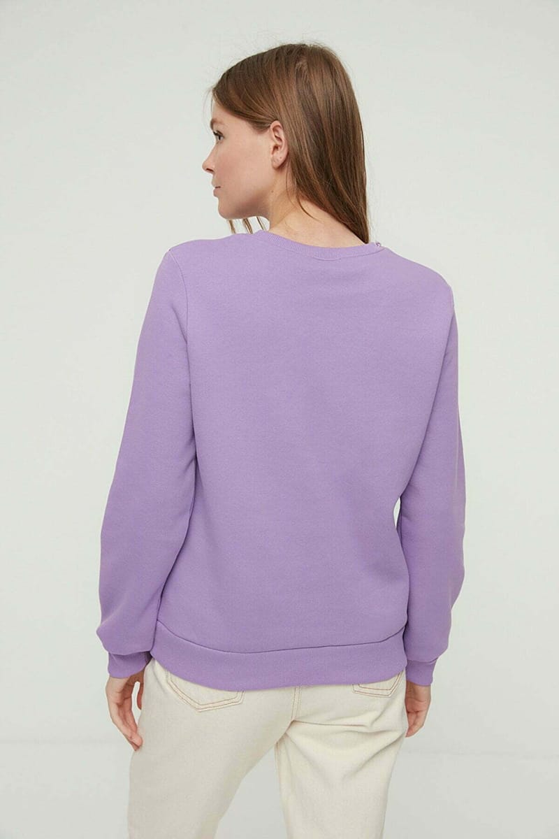Purple Front Print Crew Neck Graphic Women's Sweatshirt - Sweatshirts 3