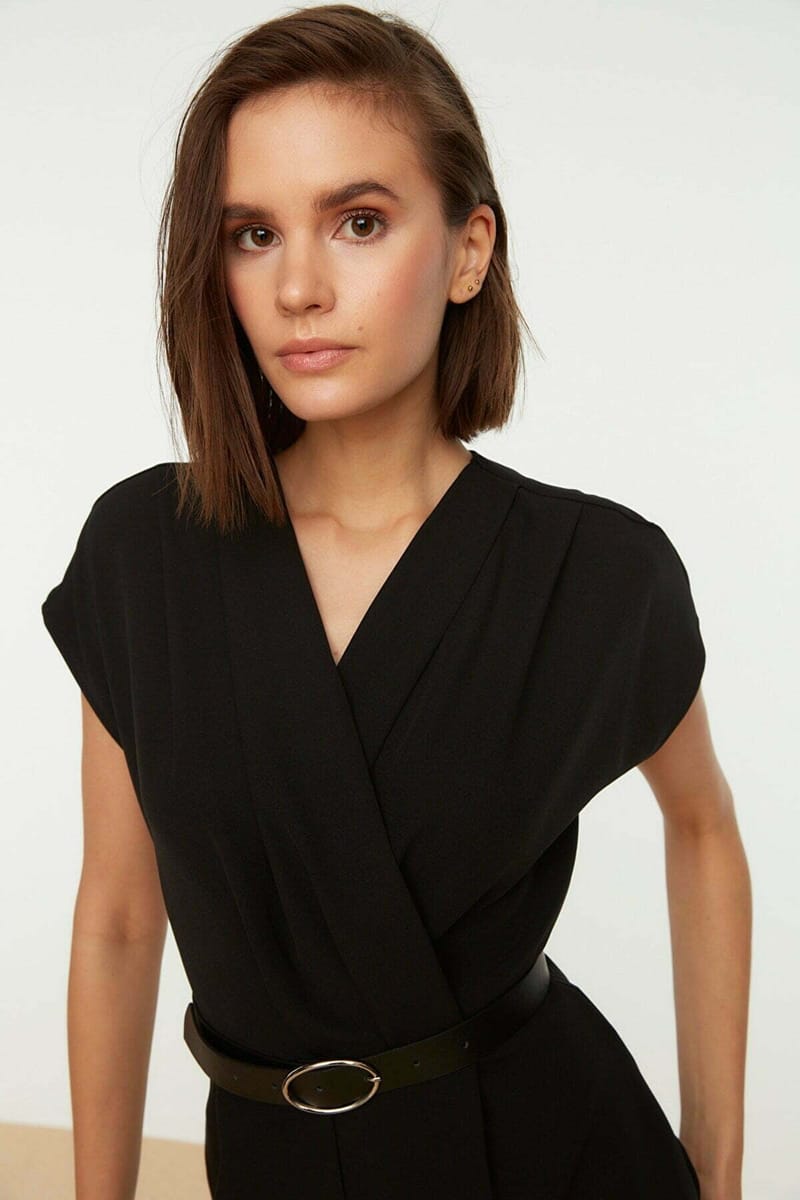 Belted Double Breasted Collar Jumpsuit - Jumpsuits 5