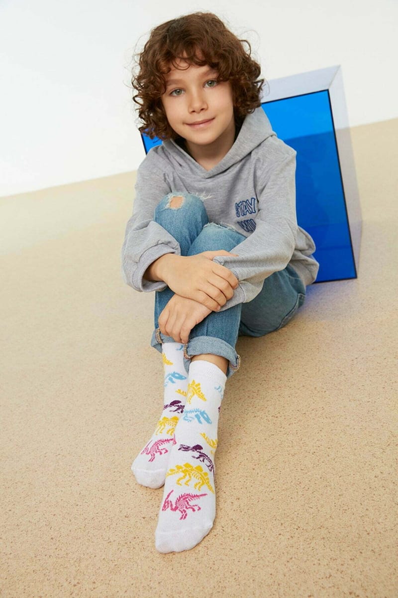 Kids 2 Pack Dino Print Crew Socks - Socks & Tights 3