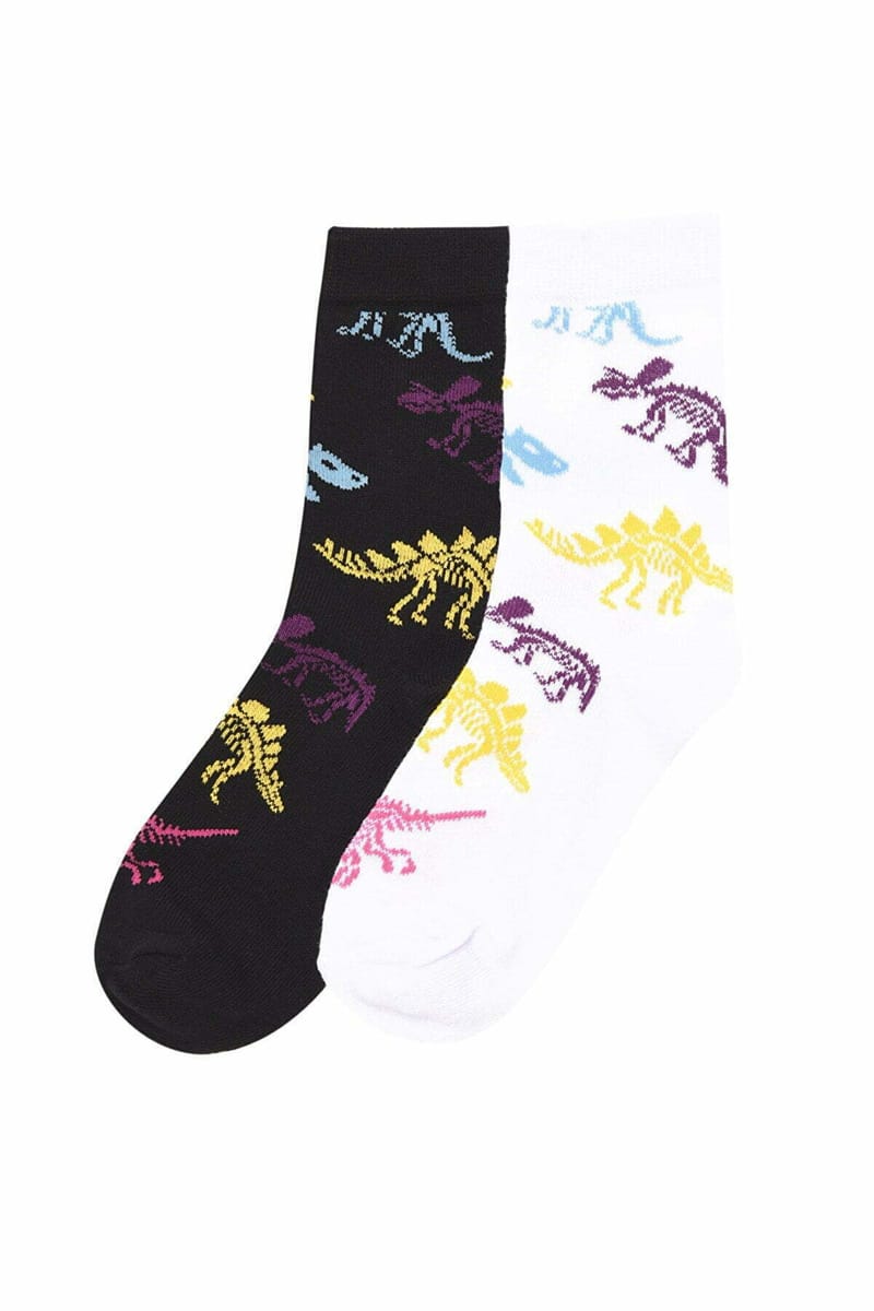 Kids 2 Pack Dino Print Crew Socks - Socks & Tights 4