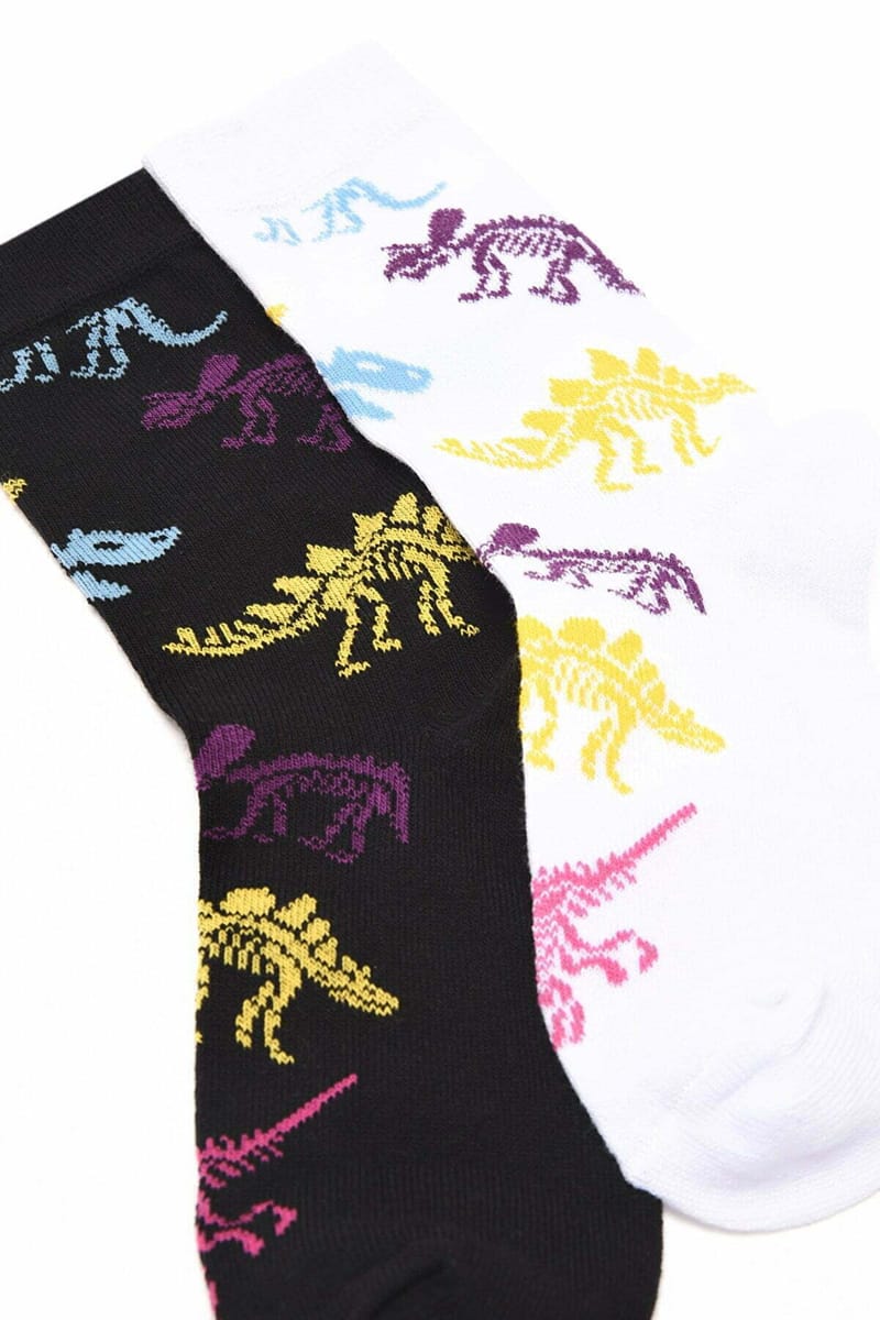 Kids 2 Pack Dino Print Crew Socks - Socks & Tights 5