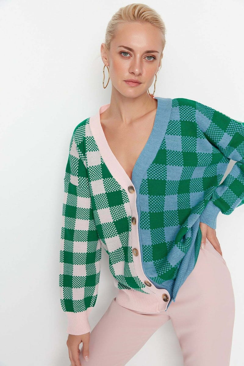 Oversize Jacquard Knitwear Cardigan - Cardigans 35