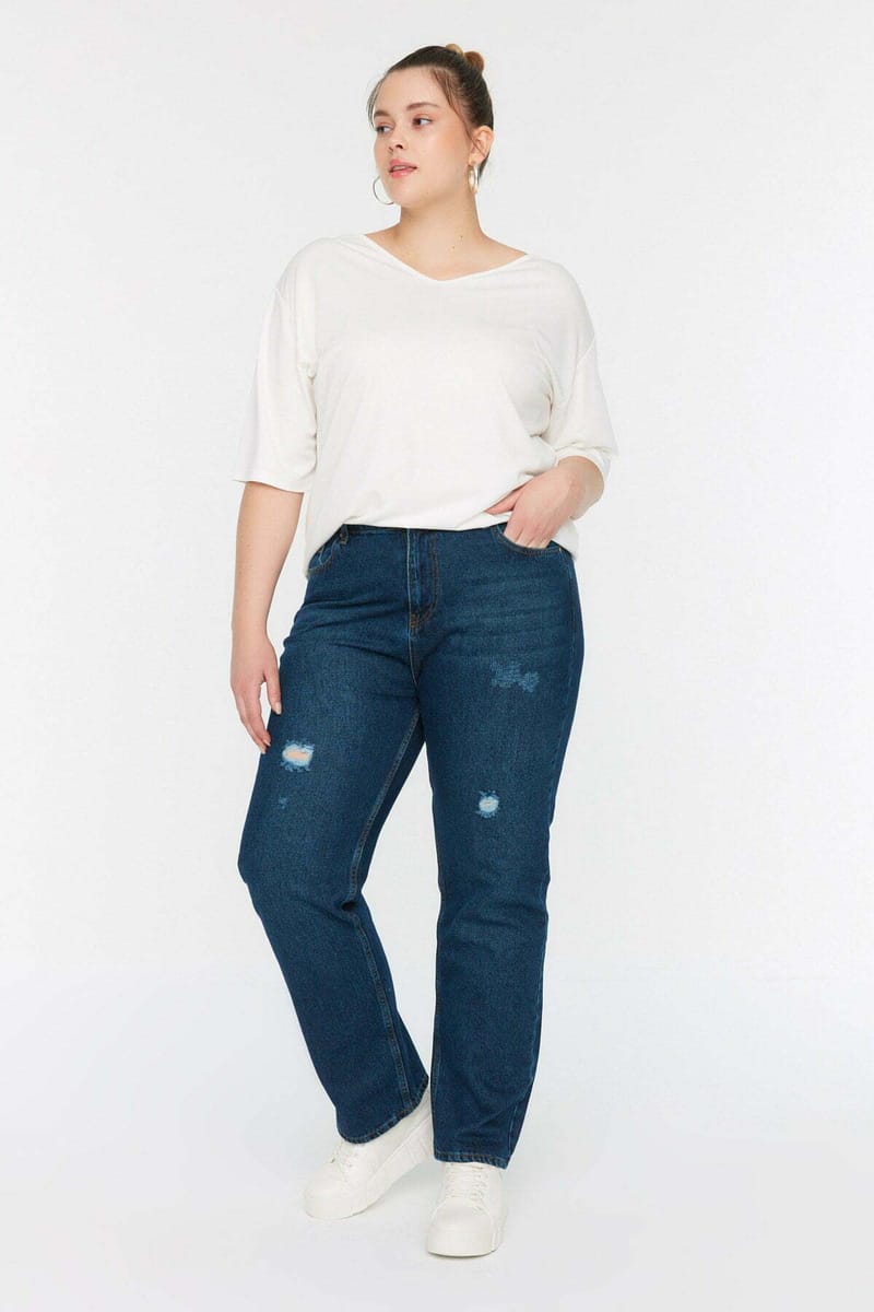 Plus Size High Waist Jeans Blue - Plus Size Pants & Leggings 30
