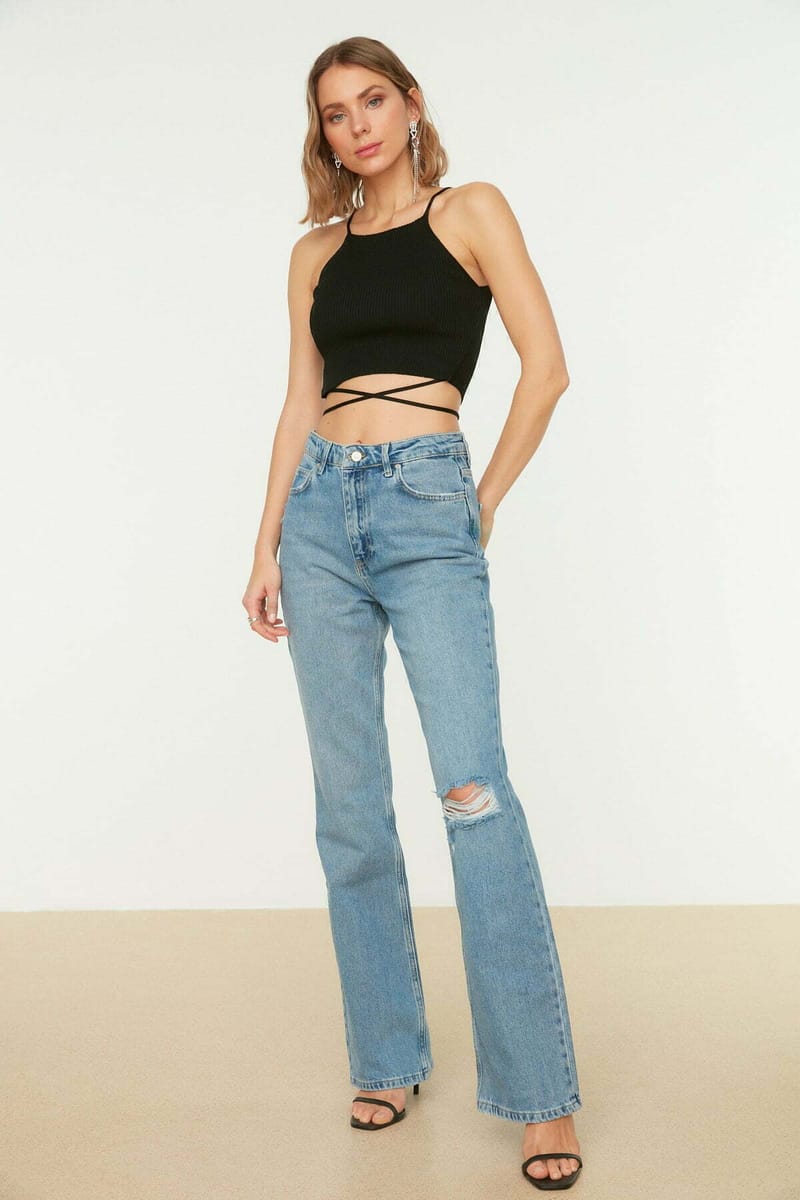 Ripped High Waist Straight Jeans - Straight Jeans 20