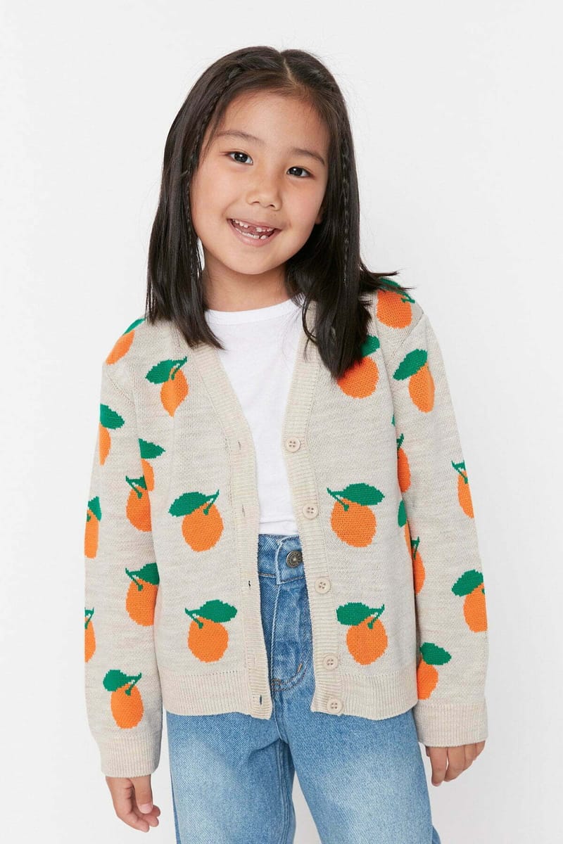 2_org_zoom Girls Jacquard Fruit Patterned Cardigan - Sweaters & Cardigans 20