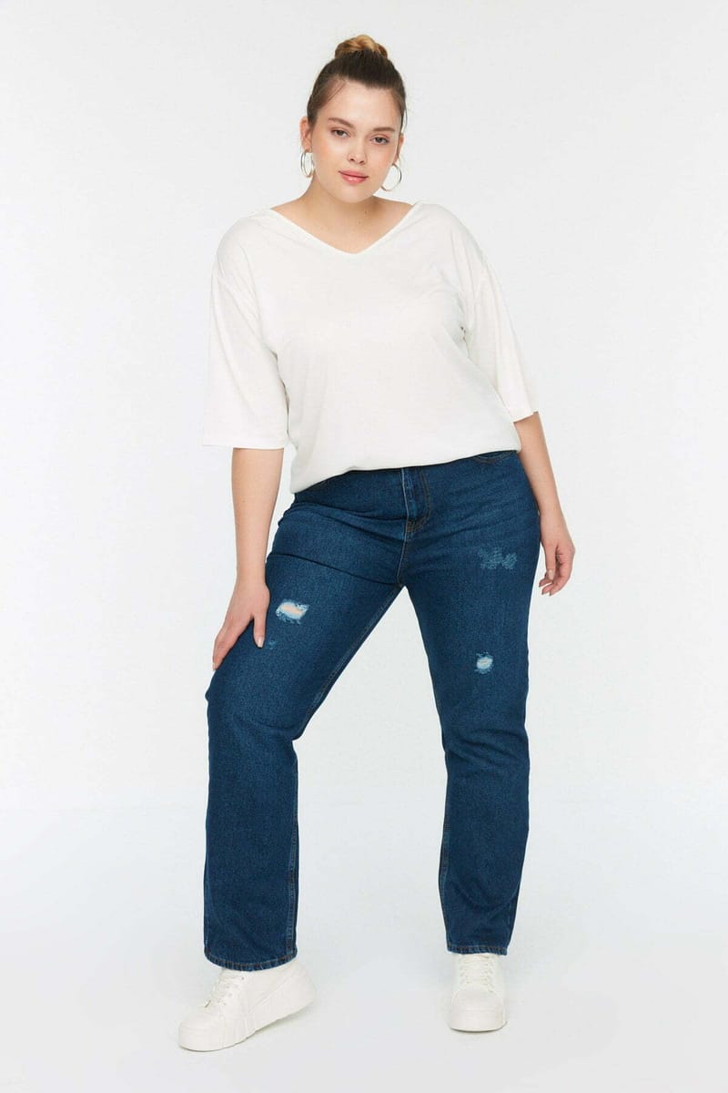 Plus Size High Waist Jeans Blue - Plus Size Pants & Leggings 31