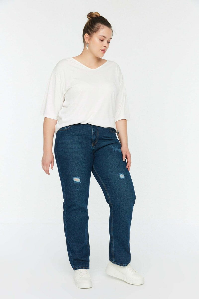 Plus Size High Waist Jeans Blue - Plus Size Pants & Leggings 32