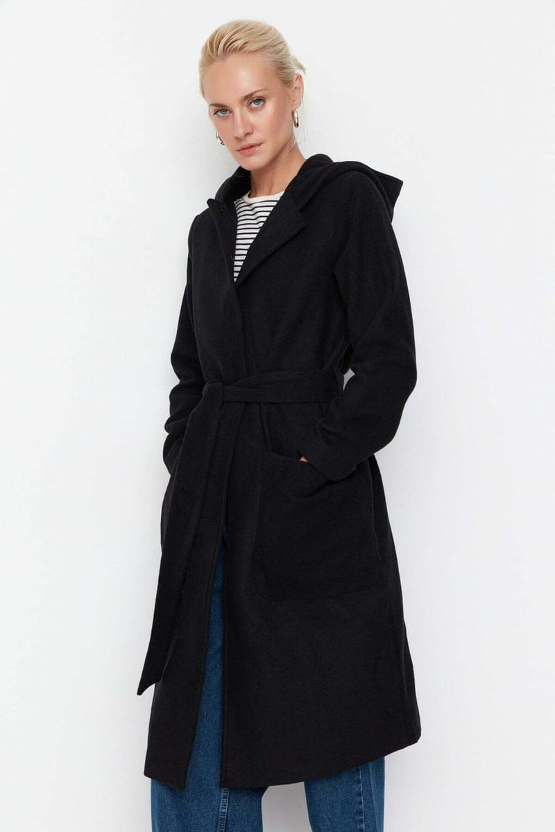 Hooded Cachet Belted Coat - Blazers & Coats 29