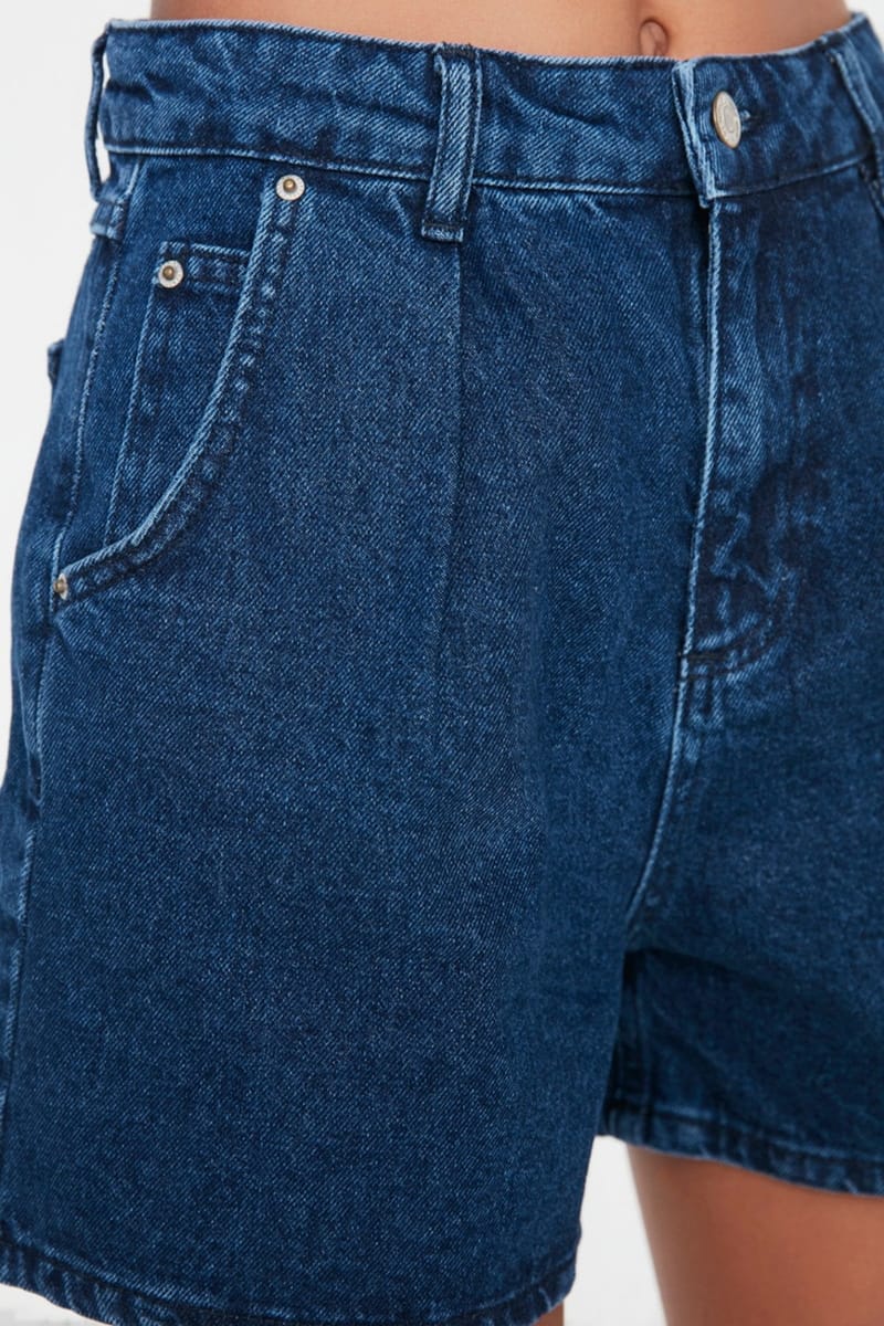 5_org_zoom Pleated Cotton Denim Shorts - Denim Shorts 56