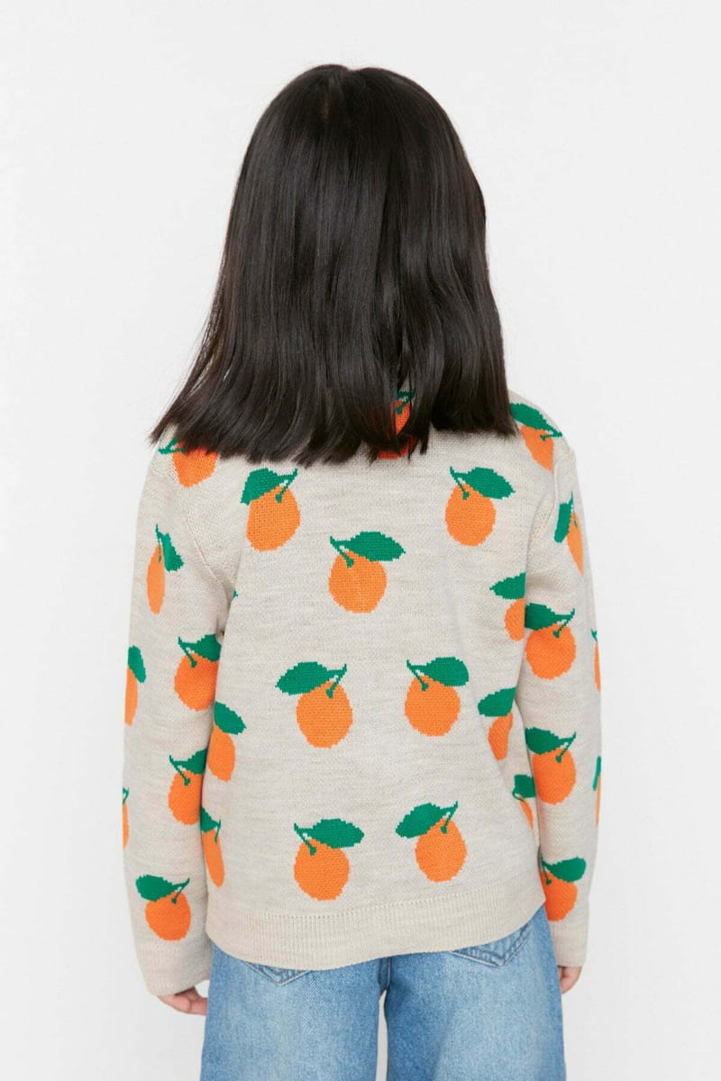 6_org_zoom Girls Jacquard Fruit Patterned Cardigan - Sweaters & Cardigans 24