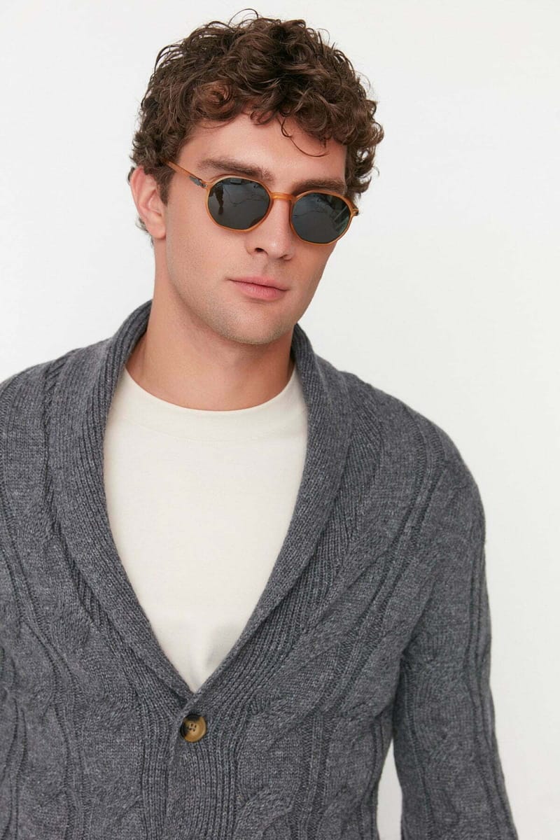 Cable Knit Shawl Neck Cardigan - Cardigans 23