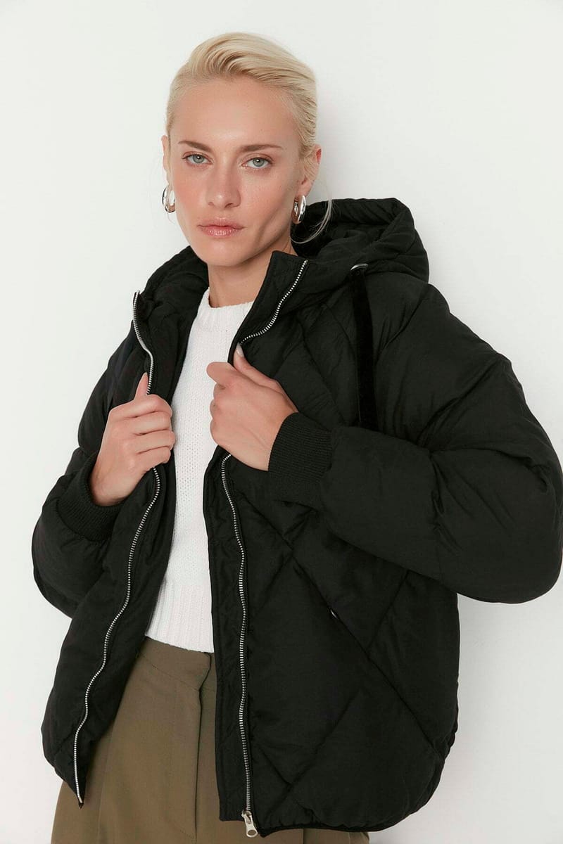 Hooded Puffed Bomber Jacket - Parka Jackets 17