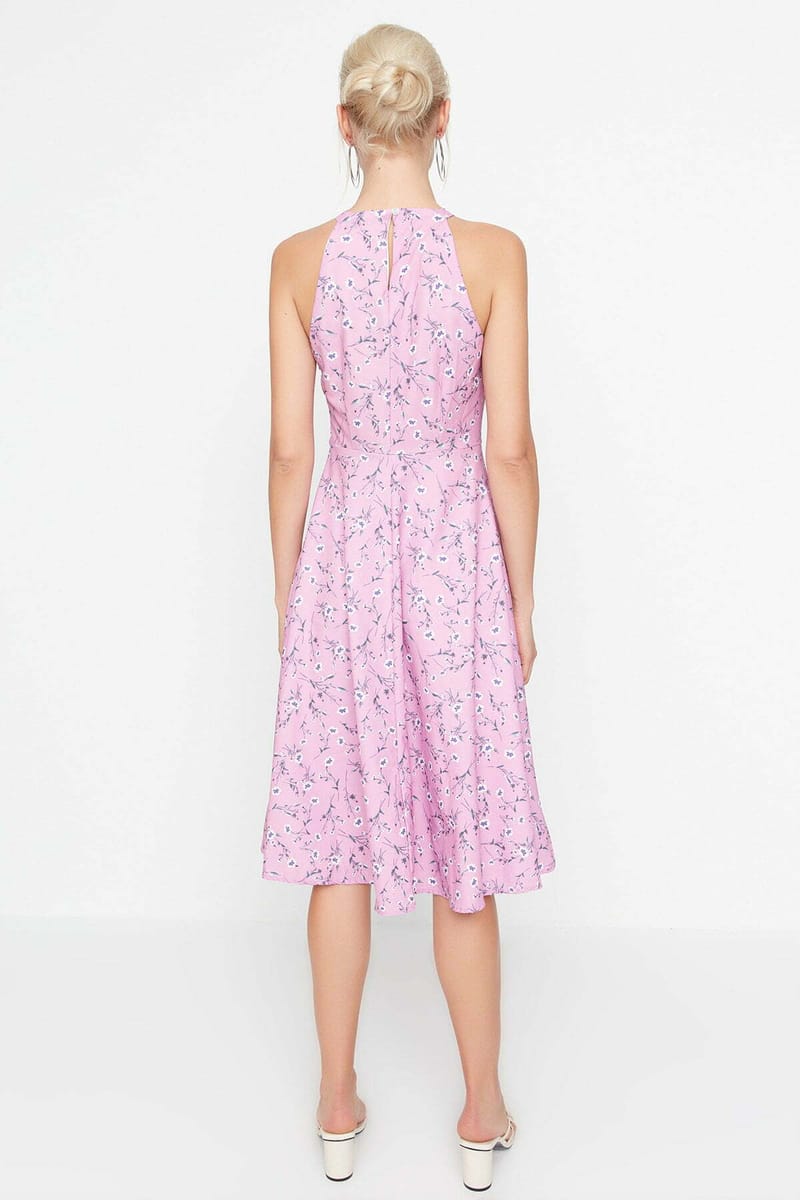 Printed Sleeveless Fit & Flare Midi Dress - Midi Dresses 19