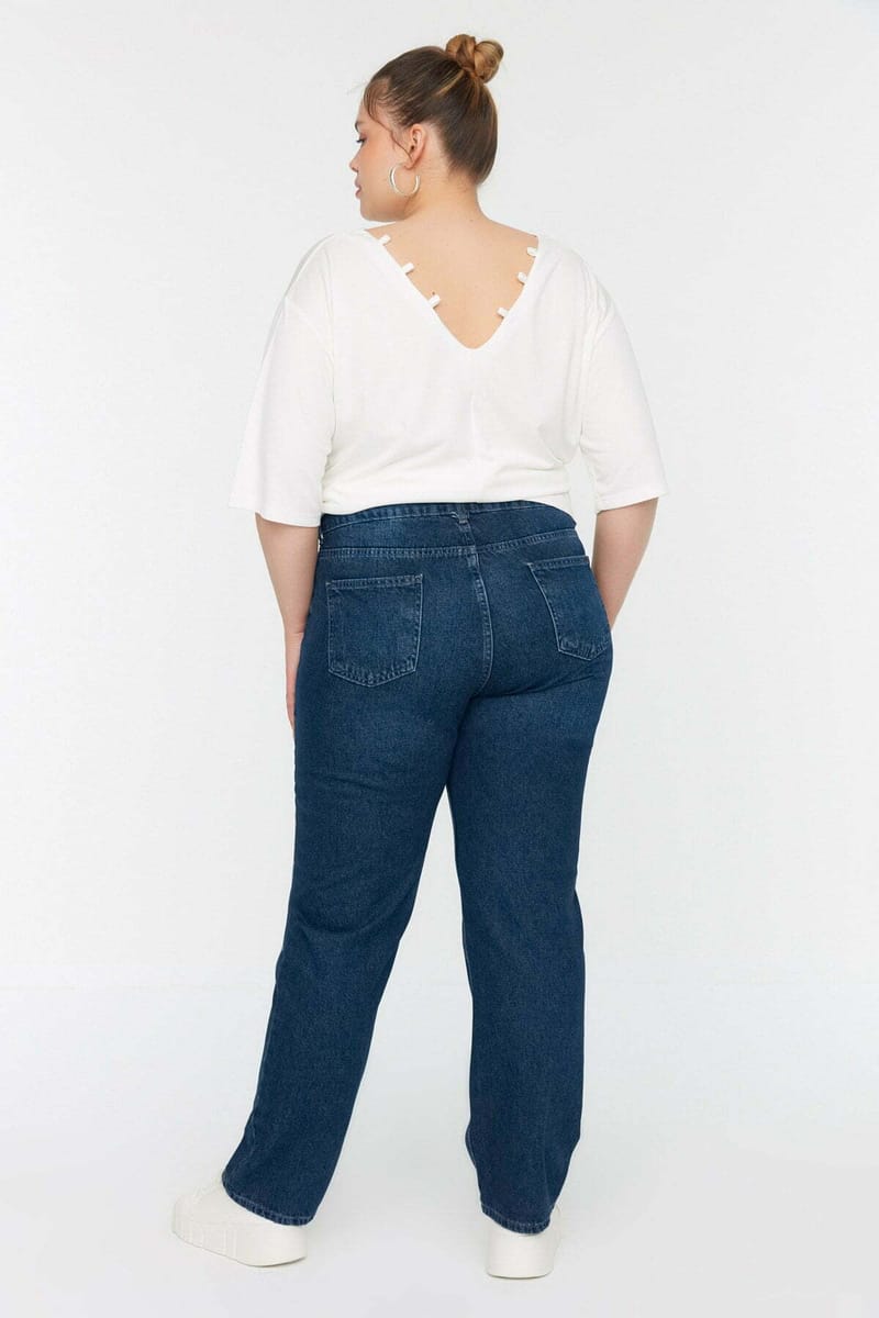 Plus Size High Waist Jeans Blue - Plus Size Pants & Leggings 35