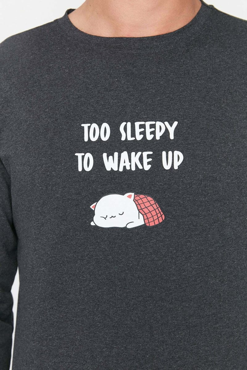 Printed Regular Fit Knitted Pajamas Set Trendyol - Men's Co-ord Sets 28