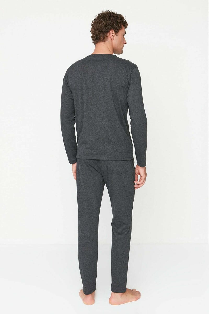 Printed Regular Fit Knitted Pajamas Set Trendyol - Men's Co-ord Sets 29