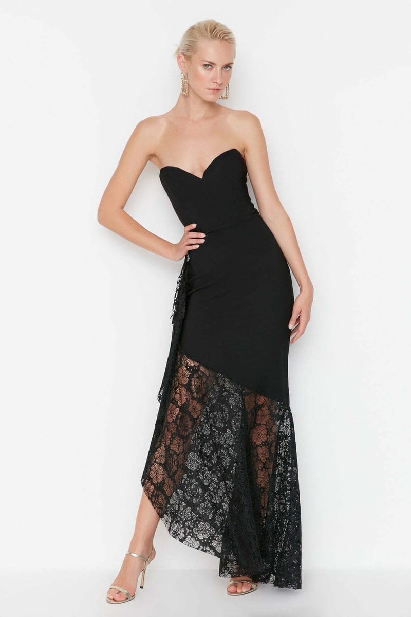 Lace Paneled Flare Evening Dress & Graduation Dress Lace Paneled Flare Evening Dress & Graduation Dress - Party Dresses 42