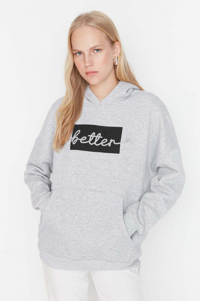 Front Embroidered Knitted Women's Hoodie - Hoodies 28