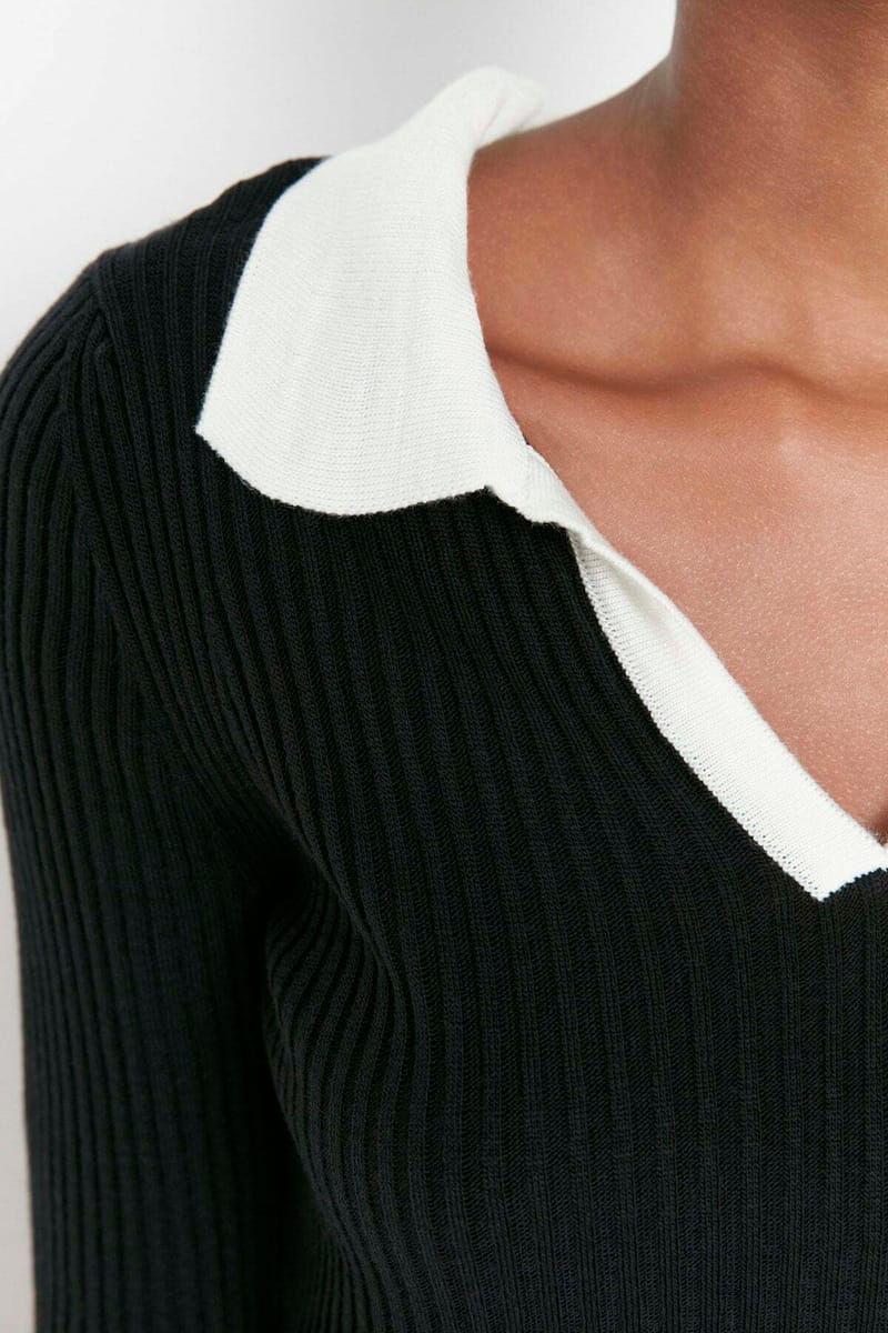 Turtle Neck Top And Pant Color Block Women's Knitwear Co-Ord Set - Co-ord Sets 43