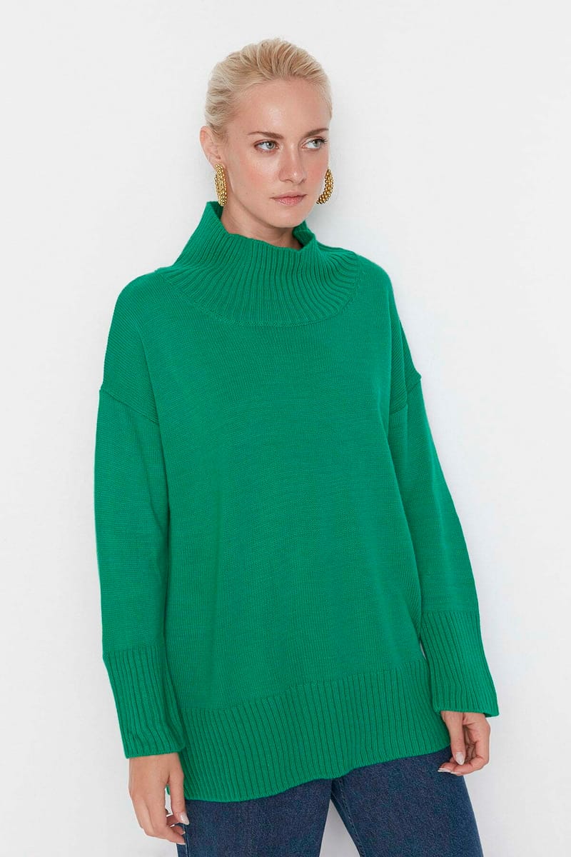 Stand Up Collar Knitwear Sweater Trendyol - Women's Sweaters 16