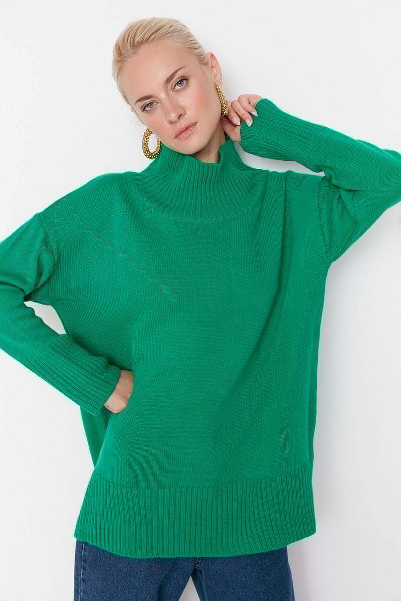 Stand Up Collar Knitwear Sweater Trendyol - Women's Sweaters 18