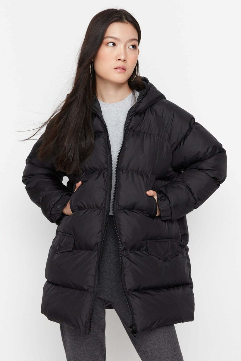 Oversize Hooded Inflatable Jacket Trendyol - Women's Parka Jackets 21