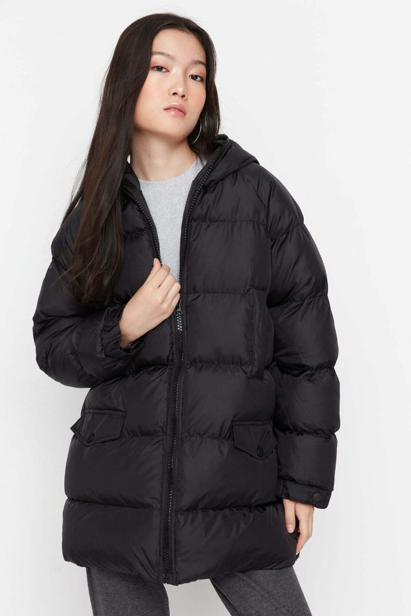 Oversize Hooded Inflatable Jacket Trendyol - Women's Parka Jackets 23