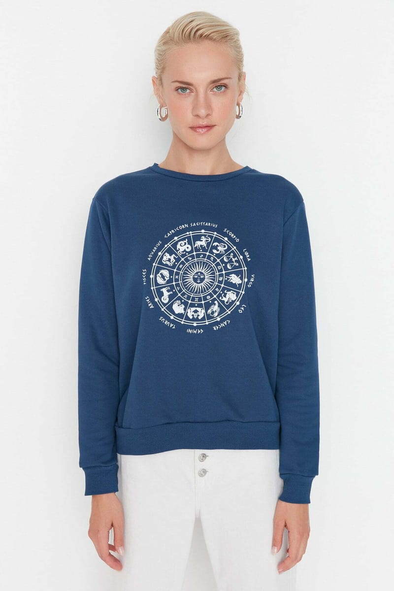Printed Basic Thin Knitted Sweatshirt - Sweatshirts 25