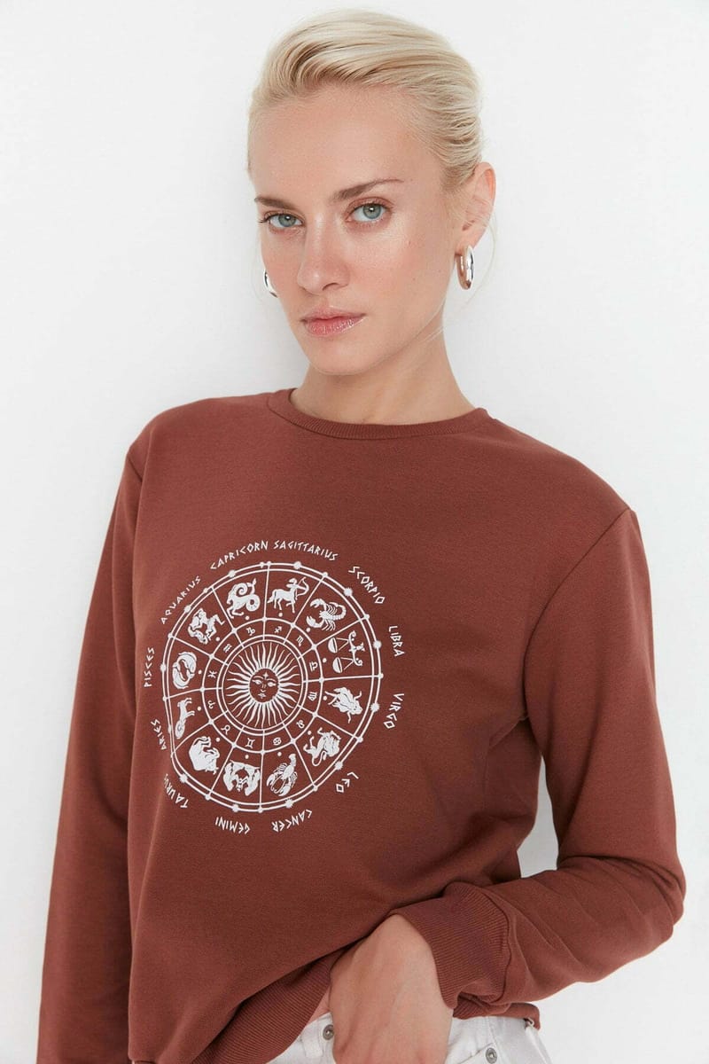 Printed Basic Thin Knitted Sweatshirt - Sweatshirts 45