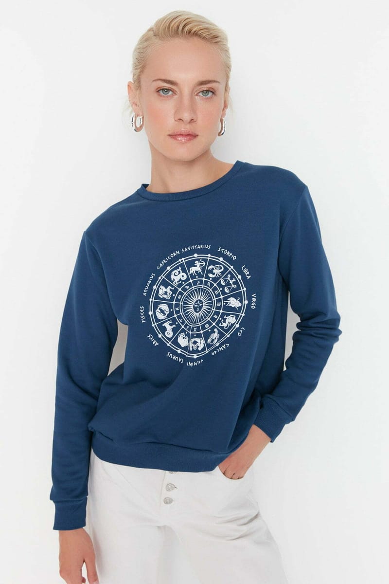 Printed Basic Thin Knitted Sweatshirt - Sweatshirts 27