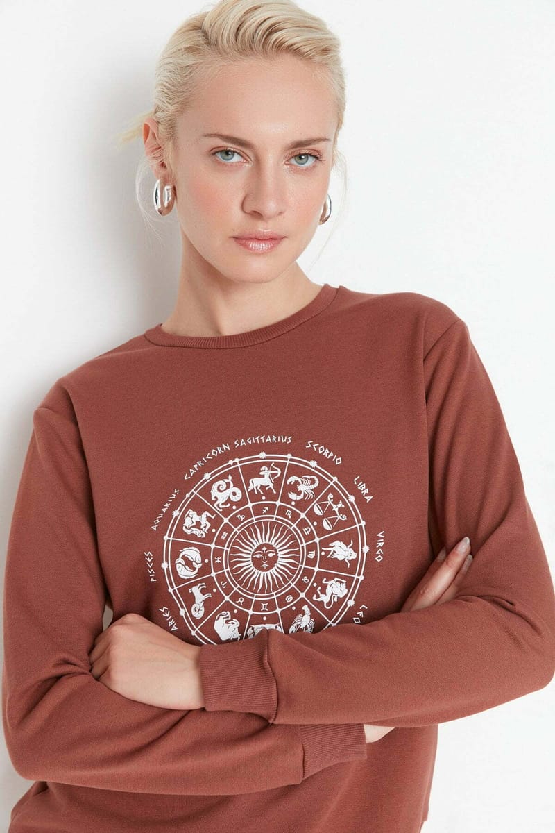 Printed Basic Thin Knitted Sweatshirt - Sweatshirts 46