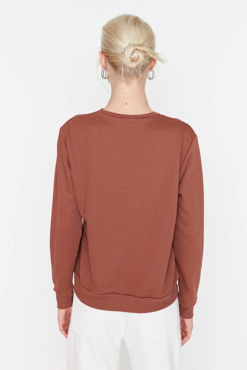 Printed Basic Thin Knitted Sweatshirt - Sweatshirts 49