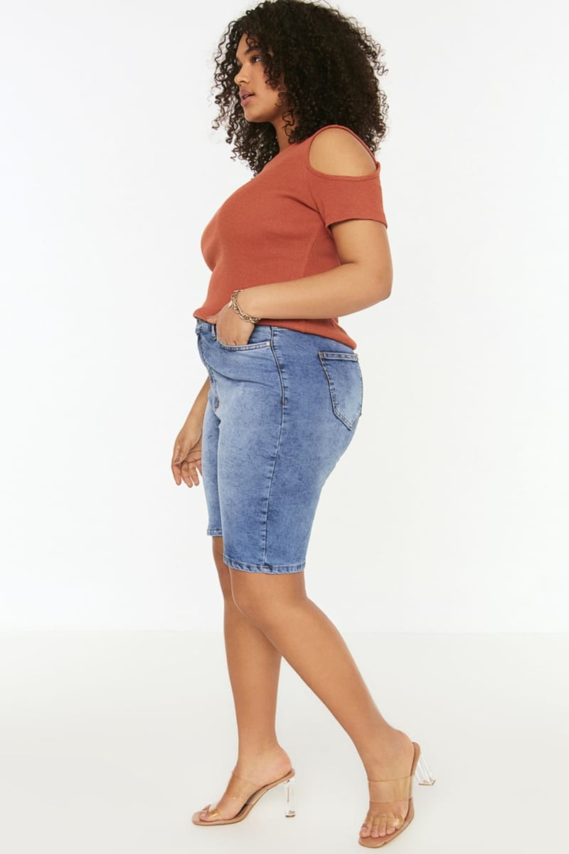 Plus Size High Waist Denim Shorts - Plus Size Shorts 27